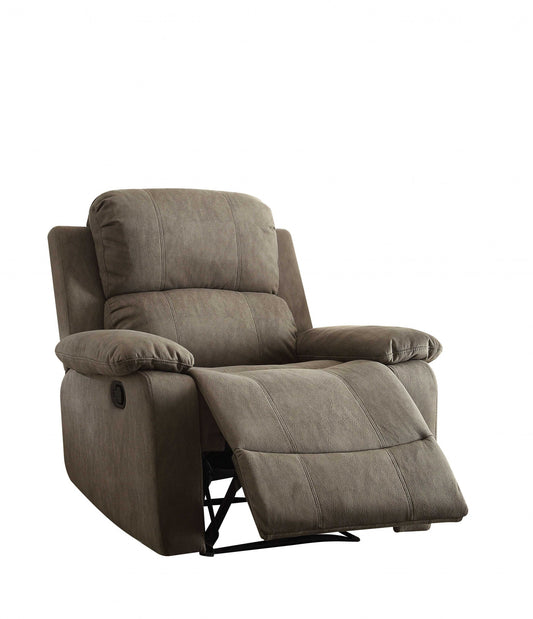38" X 38" X 39" Gray Polished Microfiber Fabric Recliner By Homeroots
