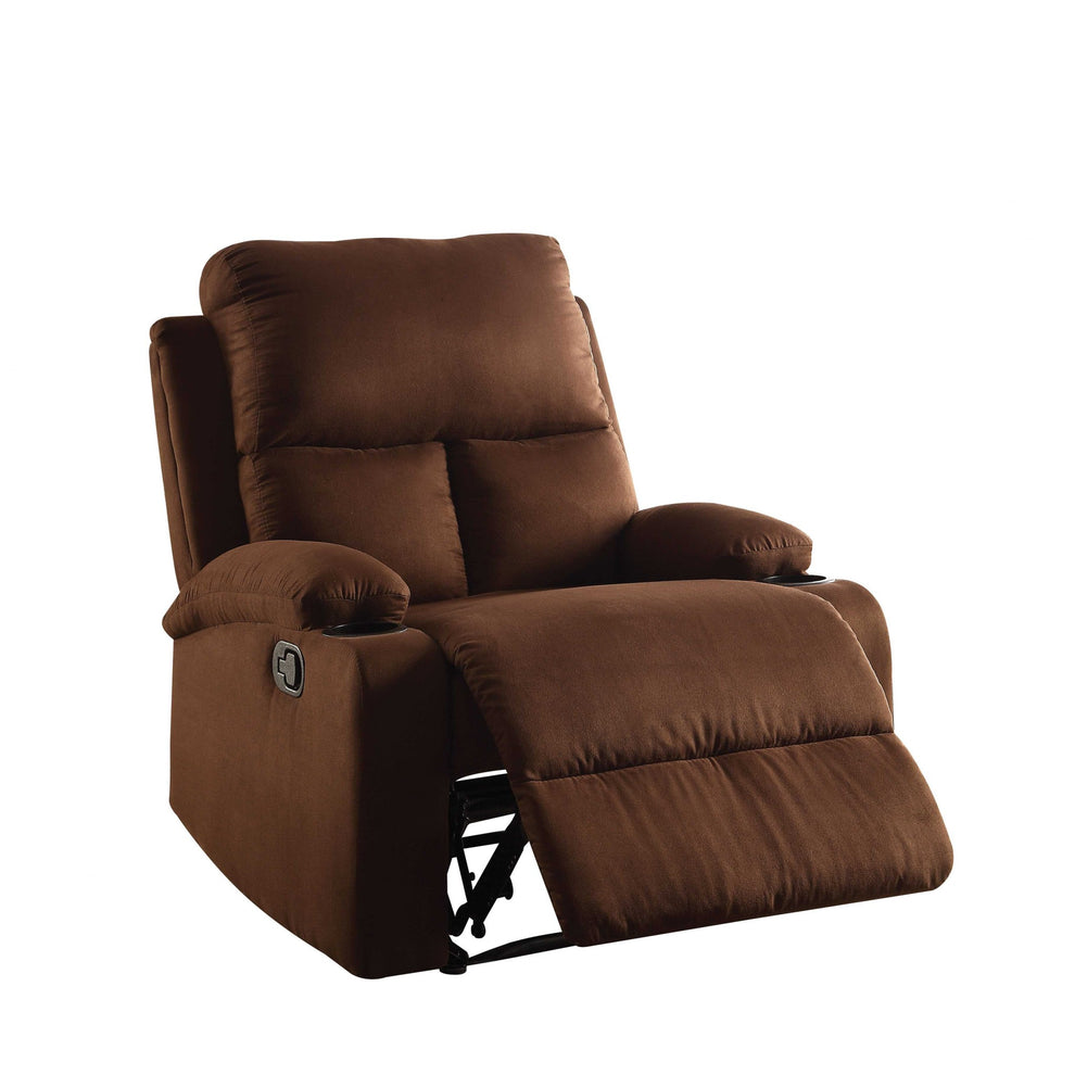 Chocolate Microfiber Wood Frame Recliner By Homeroots | Recliners | Modishstore - 2