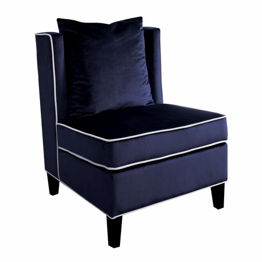 Dark Blue Velvet Accent Chair By Homeroots | Accent Chairs | Modishstore