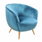 Teal Velvet Armed Accent Chair with Natural Finish Wood legs By Homeroots | Accent Chairs | Modishstore