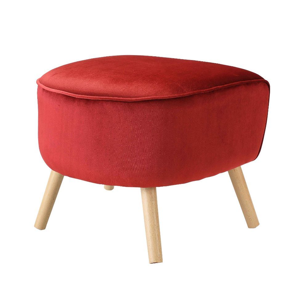 Red Velvet Fabric Ottoman By Homeroots | Ottomans | Modishstore - 2