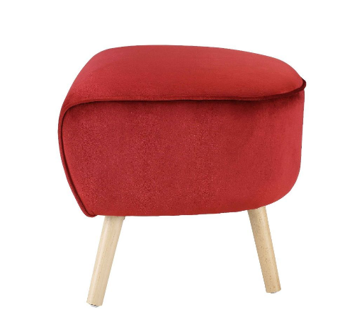 Red Velvet Fabric Ottoman By Homeroots | Ottomans | Modishstore - 4