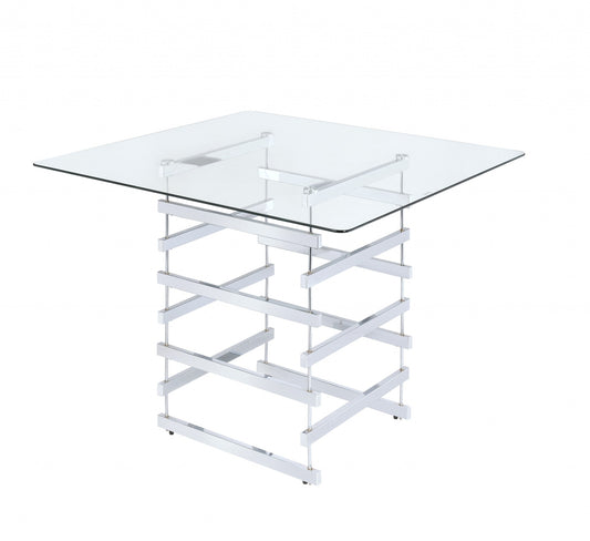 Clear Glass And Chrome Counter Height Table By Homeroots