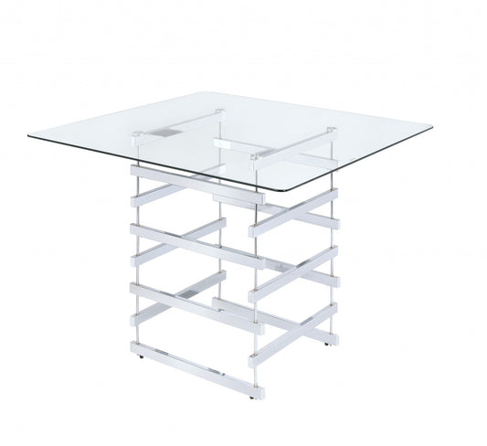 Clear Glass And Chrome Counter Height Table By Homeroots | Console Tables | Modishstore