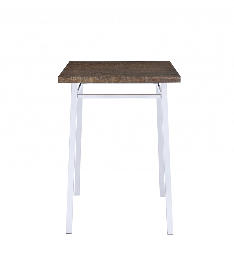 Oak And Chrome Bar Table By Homeroots - 286229 | Bar Tables | Modishstore