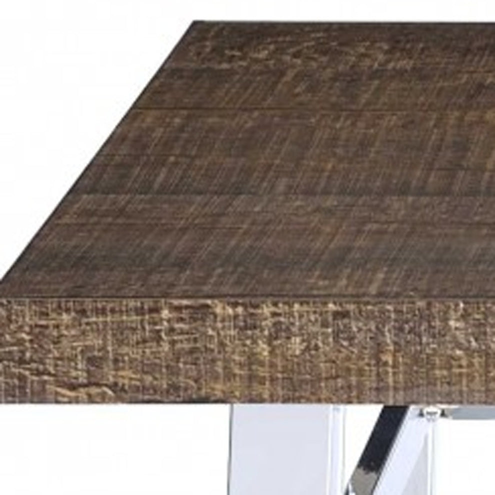 Oak And Chrome Bar Table By Homeroots - 286229 | Bar Tables | Modishstore - 2