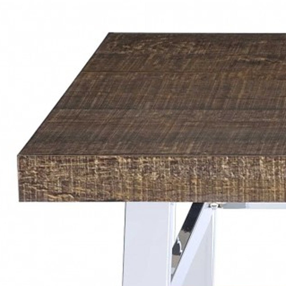 Oak And Chrome Bar Table By Homeroots - 286229 | Bar Tables | Modishstore - 3