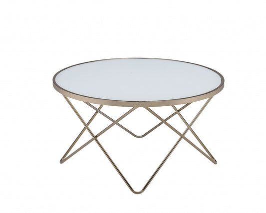 Frosted Glass Champagne Coffee Table By Homeroots | Coffee Tables | Modishstore