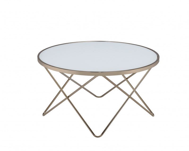 Frosted Glass Champagne Coffee Table By Homeroots | Coffee Tables | Modishstore