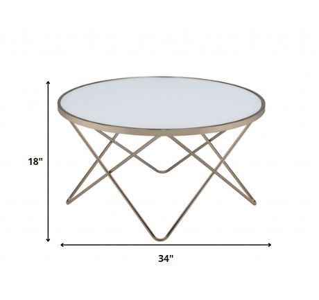 Frosted Glass Champagne Coffee Table By Homeroots | Coffee Tables | Modishstore - 2