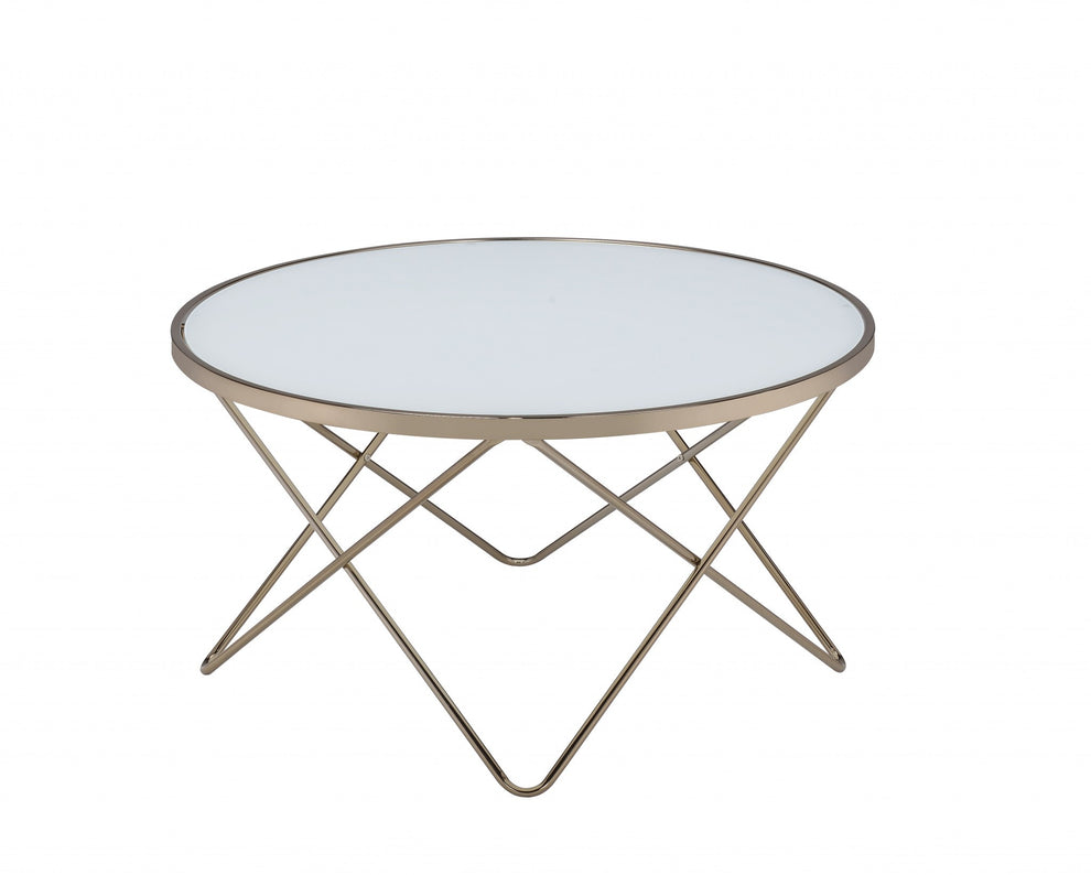 Frosted Glass Champagne Coffee Table By Homeroots | Coffee Tables | Modishstore - 3