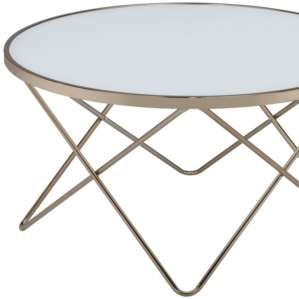 Frosted Glass Champagne Coffee Table By Homeroots | Coffee Tables | Modishstore - 4