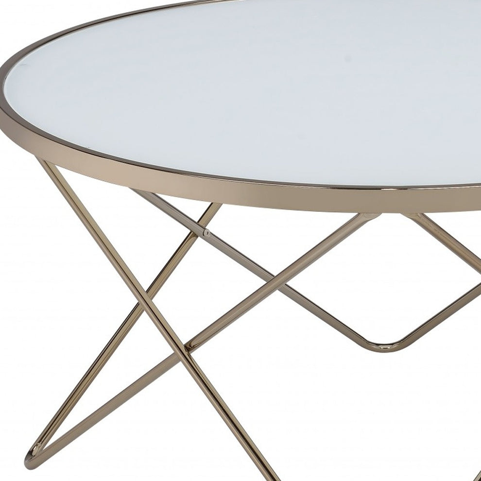 Frosted Glass Champagne Coffee Table By Homeroots | Coffee Tables | Modishstore - 5