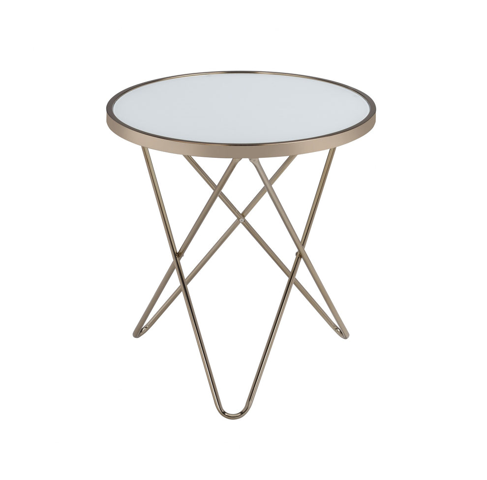 Frosted Glass And Champagne End Table By Homeroots | End Tables | Modishstore - 2