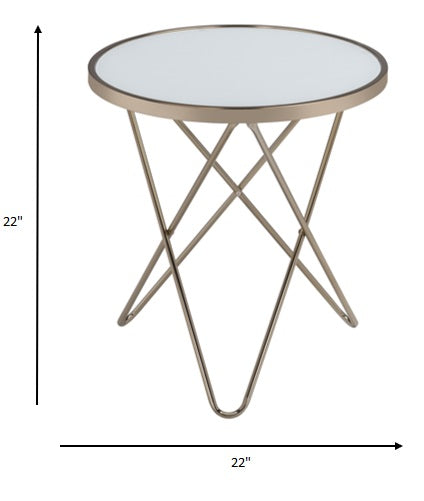 Frosted Glass And Champagne End Table By Homeroots | End Tables | Modishstore - 3