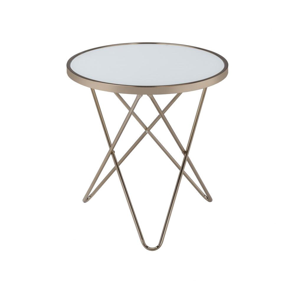 Frosted Glass And Champagne End Table By Homeroots | End Tables | Modishstore - 4
