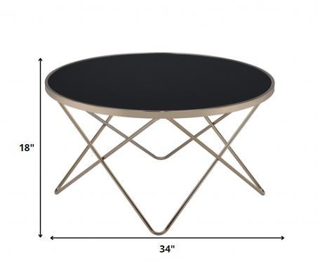 Black Glass And Champagne Coffee Table By Homeroots | Coffee Tables | Modishstore - 2