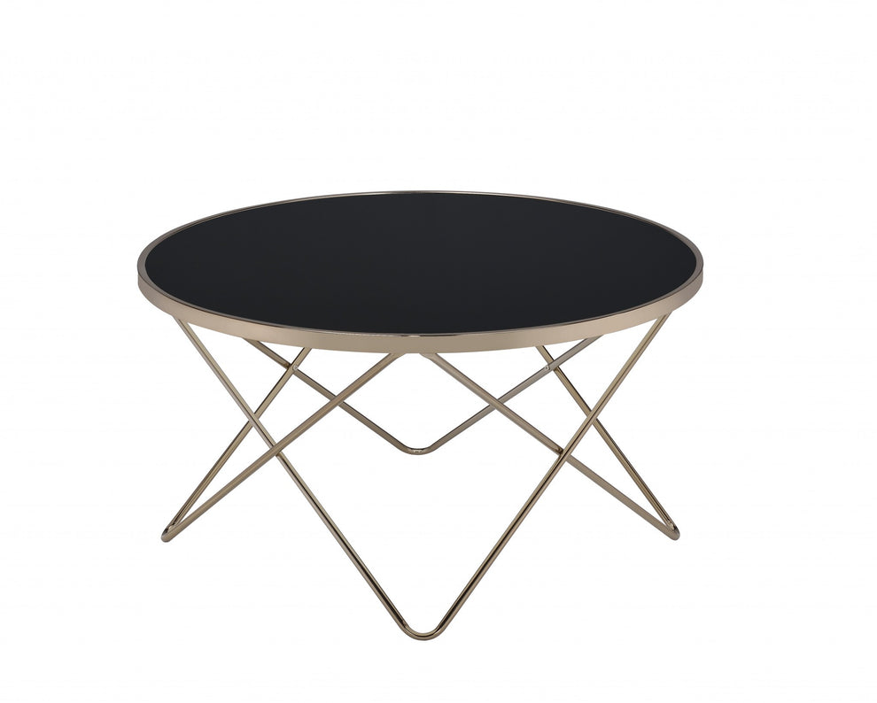 Black Glass And Champagne Coffee Table By Homeroots | Coffee Tables | Modishstore - 3