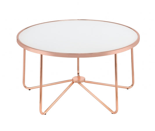 Frosted Glass And Rose Gold Coffee Table By Homeroots