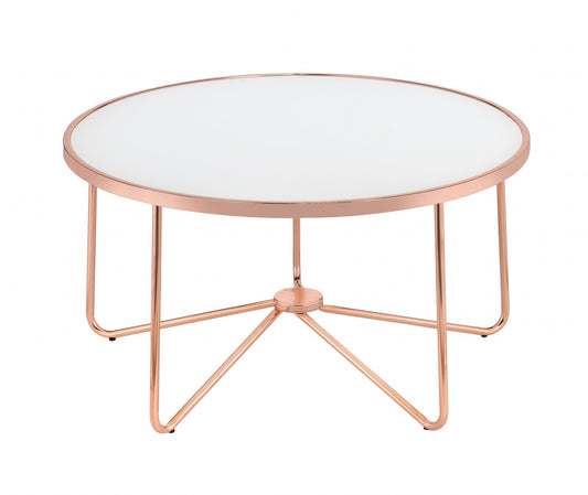 Frosted Glass And Rose Gold Coffee Table By Homeroots | Coffee Tables | Modishstore