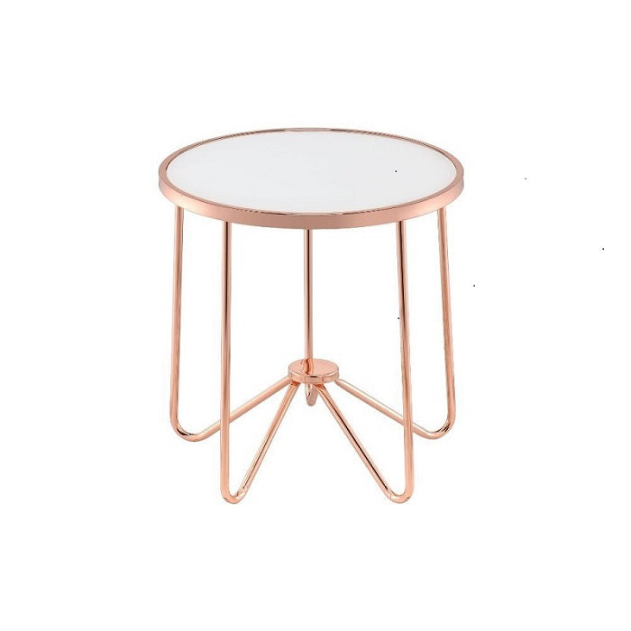 Frosted Glass And Rose Gold End Table By Homeroots | End Tables | Modishstore - 2