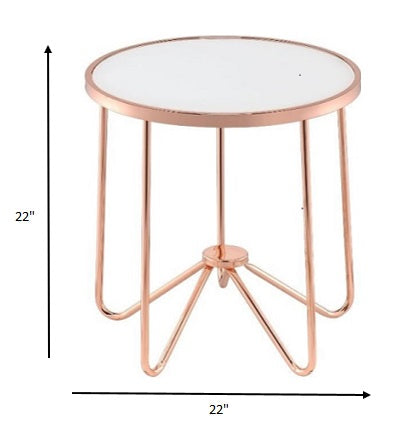 Frosted Glass And Rose Gold End Table By Homeroots | End Tables | Modishstore - 5