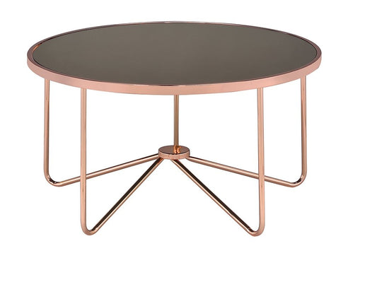 Smoky Glass And Rose Gold Coffee Table By Homeroots | Coffee Tables | Modishstore