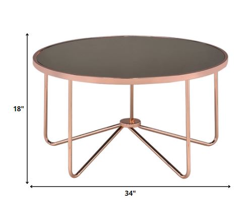 Smoky Glass And Rose Gold Coffee Table By Homeroots | Coffee Tables | Modishstore - 2