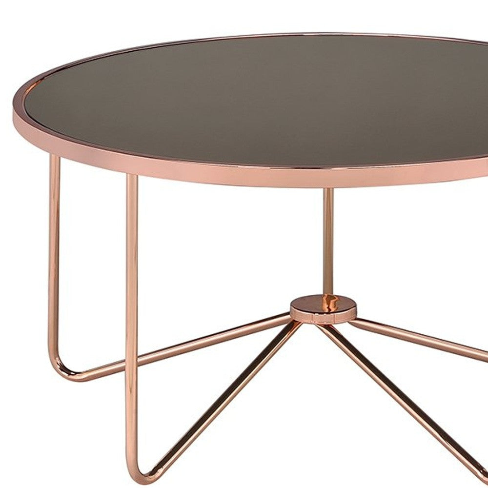 Smoky Glass And Rose Gold Coffee Table By Homeroots | Coffee Tables | Modishstore - 3