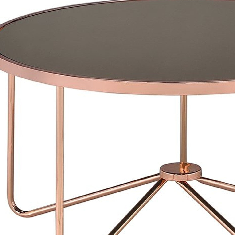 Smoky Glass And Rose Gold Coffee Table By Homeroots | Coffee Tables | Modishstore - 4