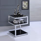 Black Glass And Chrome 3 Tier Shelves End Table By Homeroots | End Tables | Modishstore