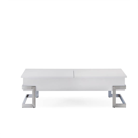 White And Chrome Particle Board Coffee Table By Homeroots