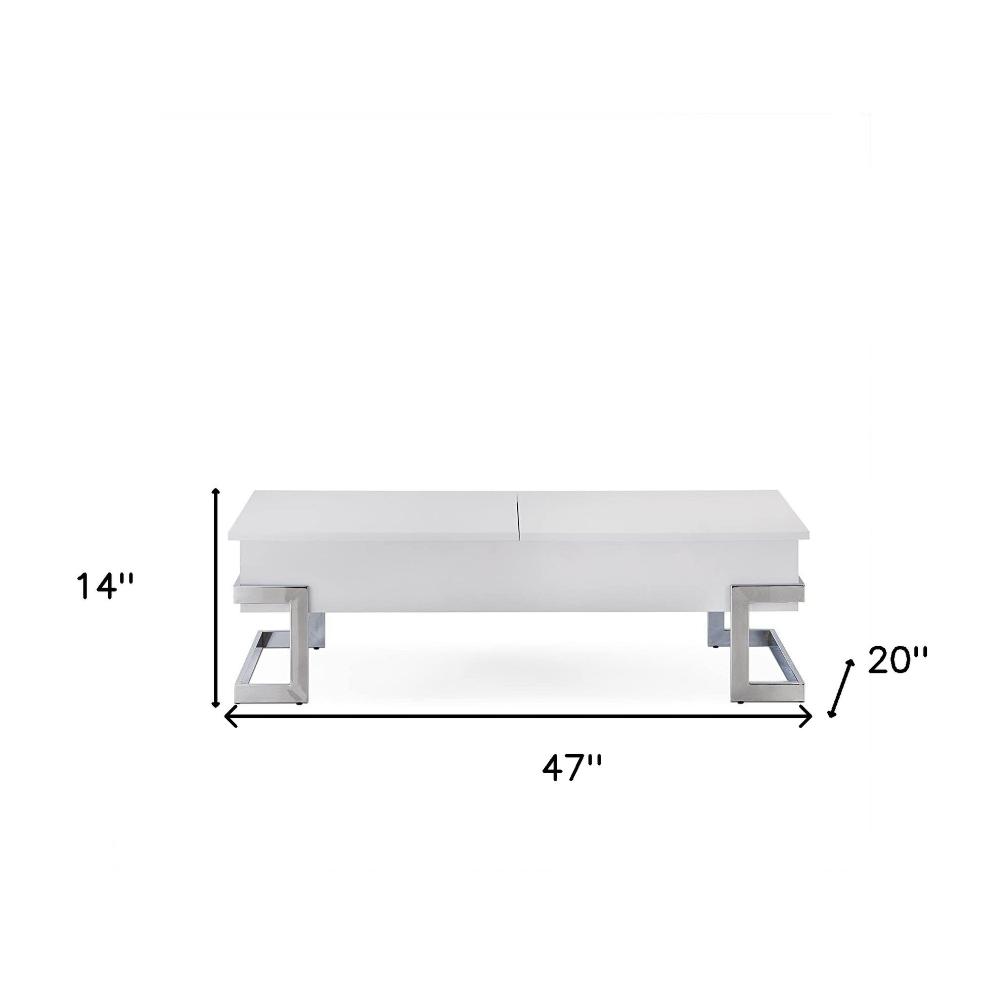 White And Chrome Particle Board Coffee Table By Homeroots | Coffee Tables | Modishstore - 3