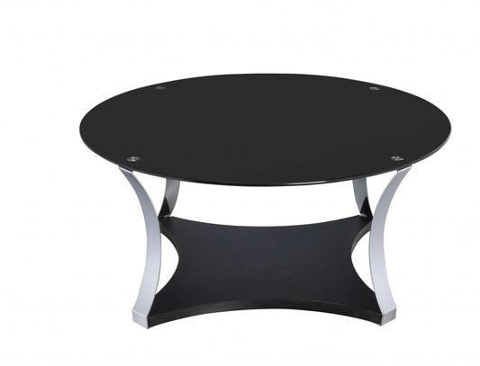 Black Glass And Chrome Coffee Table By Homeroots | Coffee Tables | Modishstore
