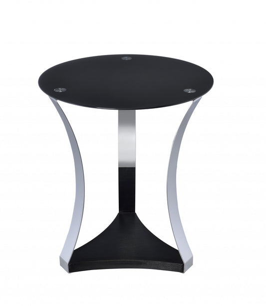 Black Glass & Chrome End Table By Homeroots | End Tables | Modishstore