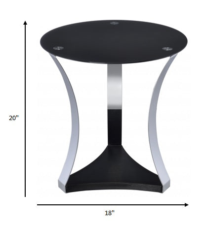 Black Glass & Chrome End Table By Homeroots | End Tables | Modishstore - 3