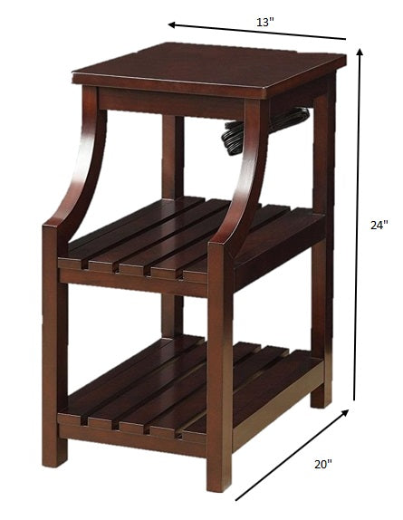 Espresso Wooden USB Port Storage End Table By Homeroots | End Tables | Modishstore - 4