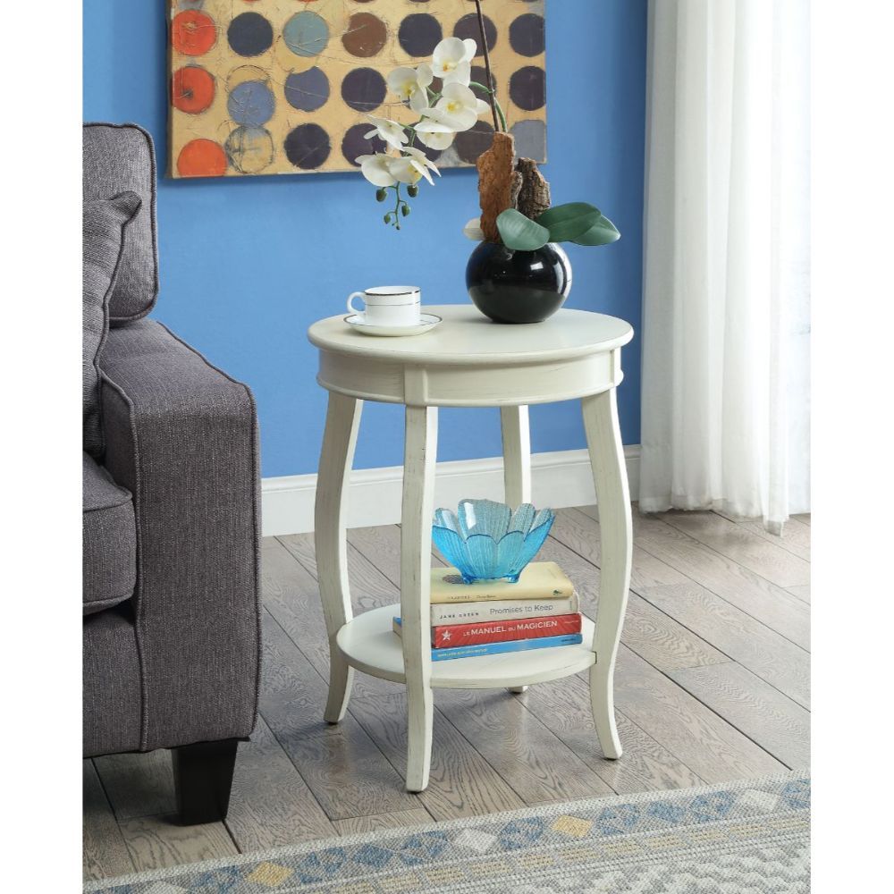 Antique White Wooden Side Table By Homeroots | Side Tables | Modishstore
