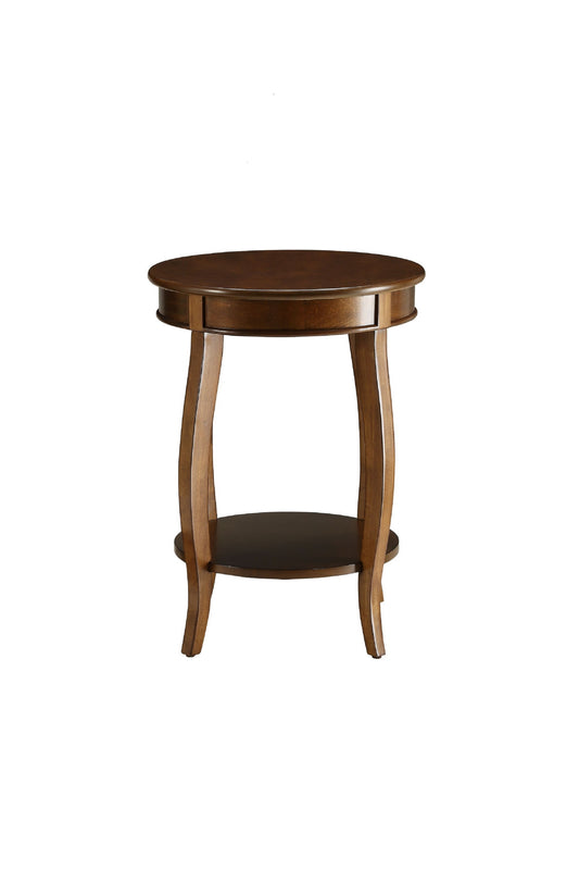 Walnut Round Wooden Side Table By Homeroots