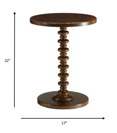 Fun Walnut Wood Pedestal End Table By Homeroots | End Tables | Modishstore - 4