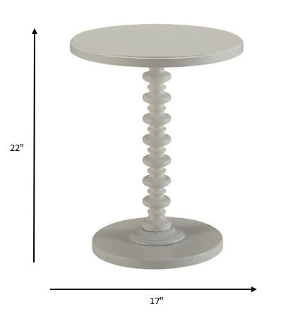 Fun White Wood Pedestal End Table By Homeroots | End Tables | Modishstore - 4
