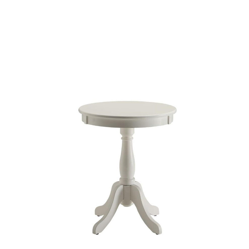 Cottage White Wood Pedestal Side or End Table By Homeroots | End Tables | Modishstore - 2