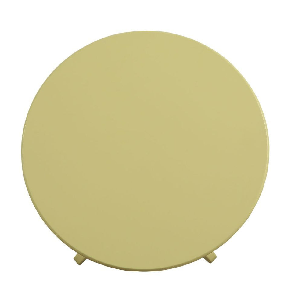 Light Yellow Solid Wooden Pedestal Side Table By Homeroots | Side Tables | Modishstore - 3