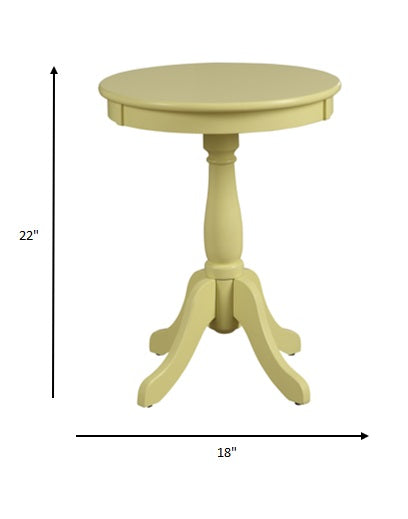 Light Yellow Solid Wooden Pedestal Side Table By Homeroots | Side Tables | Modishstore - 4