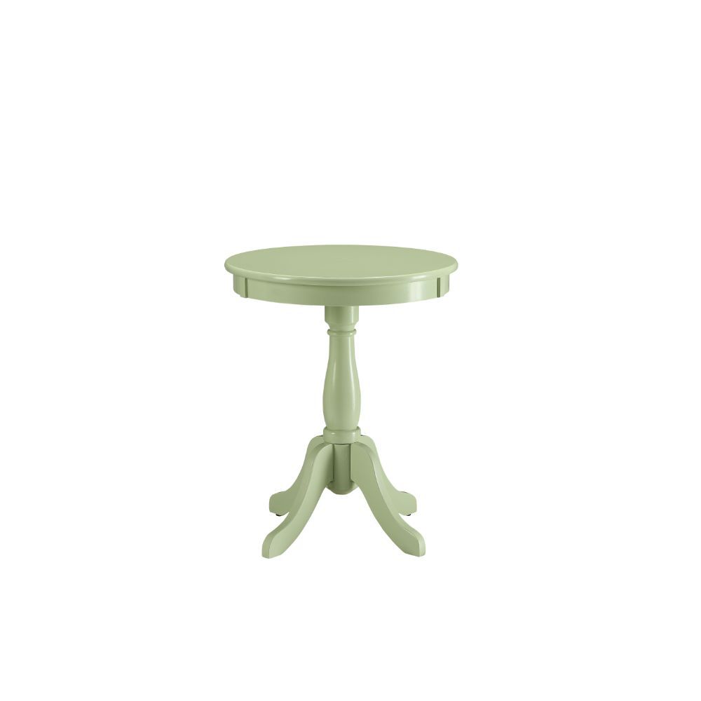 Light Green Solid Wooden Pedestal Side Table By Homeroots | Side Tables | Modishstore - 2