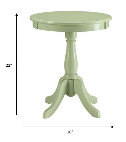 Light Green Solid Wooden Pedestal Side Table By Homeroots | Side Tables | Modishstore - 4