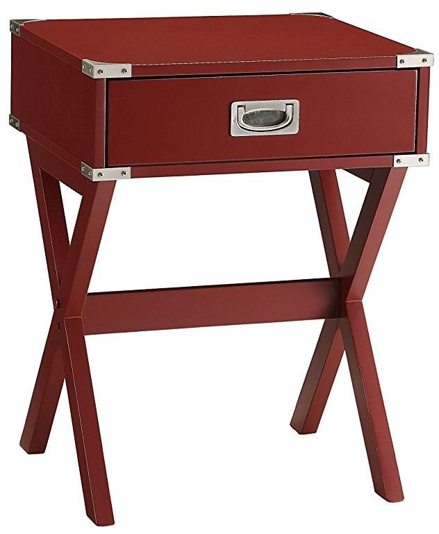 Modern Red X Shape Wooden Storage End Table By Homeroots | End Tables | Modishstore - 2