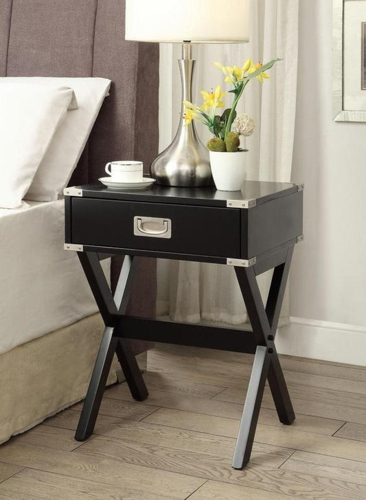 Black Solid Wooden & Metal Accent End Table By Homeroots | End Tables | Modishstore - 4