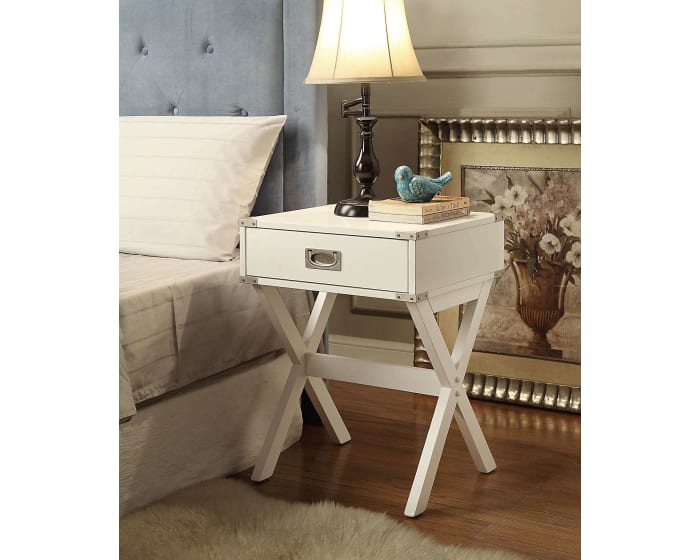 Modern White X Shape Wooden Storage End Table By Homeroots | End Tables | Modishstore