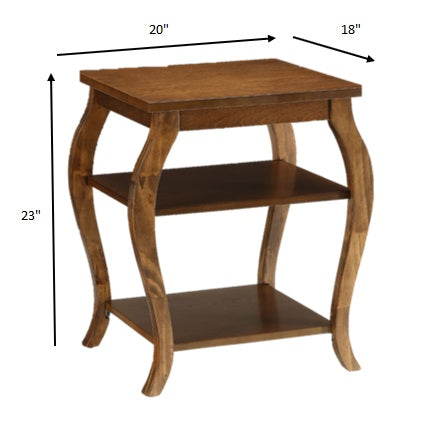 Walnut Finish Bow Leg Square End Table By Homeroots | End Tables | Modishstore - 3